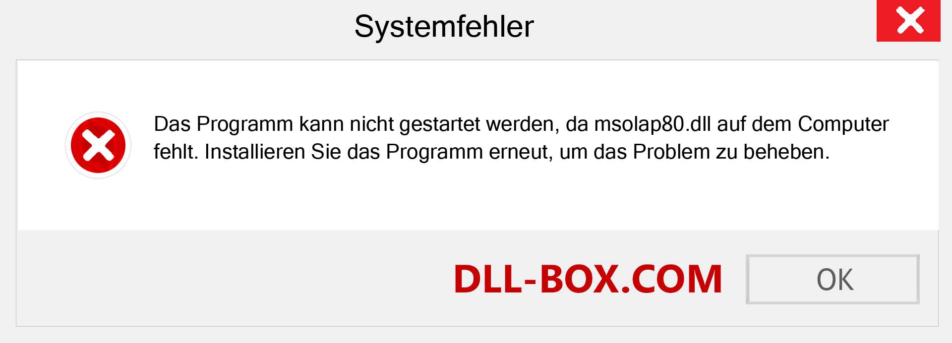 msolap80.dll-Datei fehlt?. Download für Windows 7, 8, 10 - Fix msolap80 dll Missing Error unter Windows, Fotos, Bildern