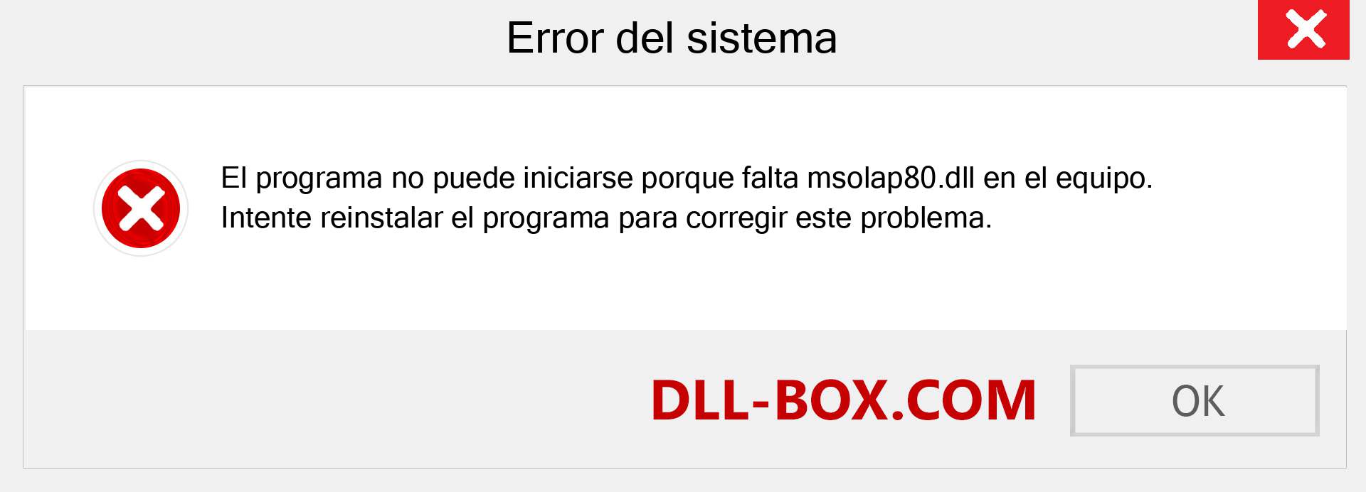 ¿Falta el archivo msolap80.dll ?. Descargar para Windows 7, 8, 10 - Corregir msolap80 dll Missing Error en Windows, fotos, imágenes