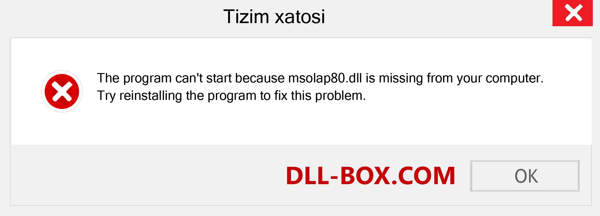 msolap80.dll fayli yo'qolganmi?. Windows 7, 8, 10 uchun yuklab olish - Windowsda msolap80 dll etishmayotgan xatoni tuzating, rasmlar, rasmlar